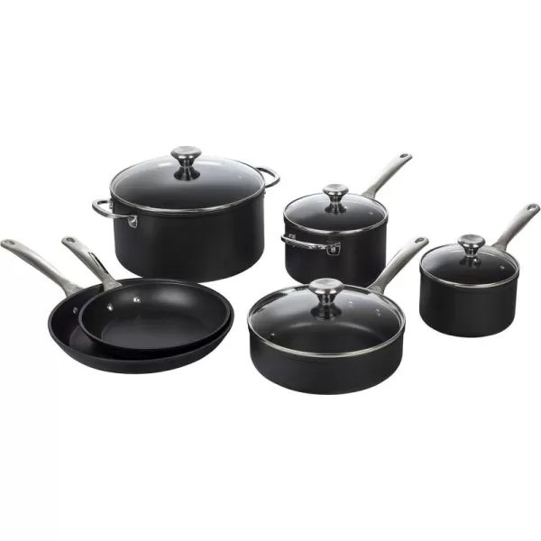 imageLe Creuset Toughened Nonstick PRO Cookware Set 3 pc 10quot Fry Pan 425 qt Saute Pan with LidGray10pc Set
