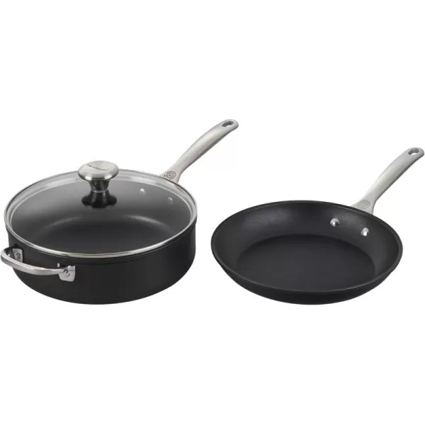 imageLe Creuset Toughened Nonstick PRO Cookware Set 3 pc 10quot Fry Pan 425 qt Saute Pan with LidGray3pc Set