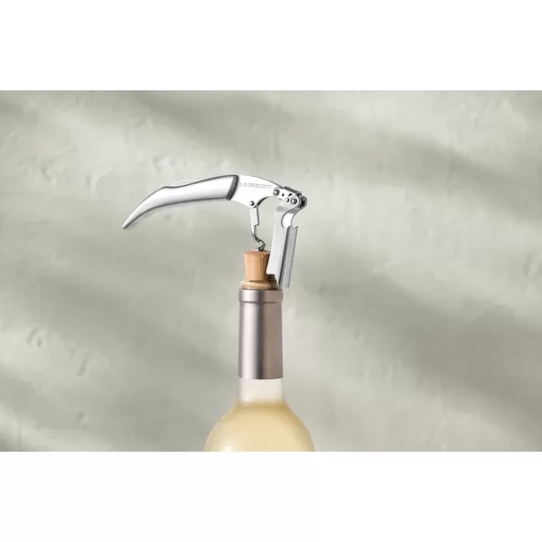 imageLe Creuset Black Walnut OneStep Waiters Friend Corkscrew Wine OpenerStainless Steel