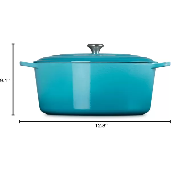 imageLe Creuset Enameled Cast Iron Signature Oval Dutch Oven 675 qt Sea SaltCaribbean
