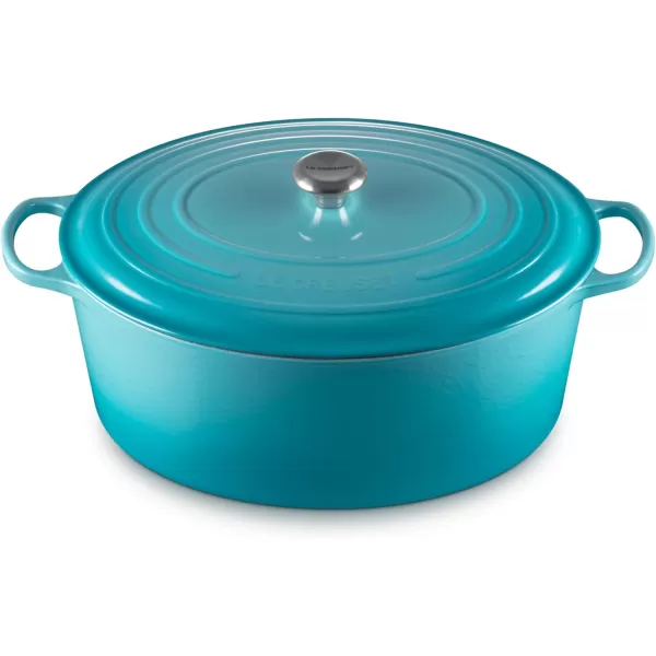 imageLe Creuset Enameled Cast Iron Signature Oval Dutch Oven 675 qt Sea SaltCaribbean