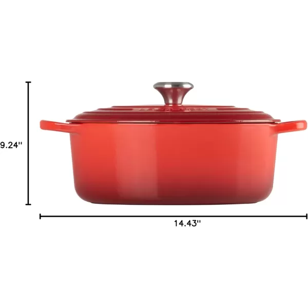 imageLe Creuset Enameled Cast Iron Signature Oval Dutch Oven 675 qt Sea SaltCerise