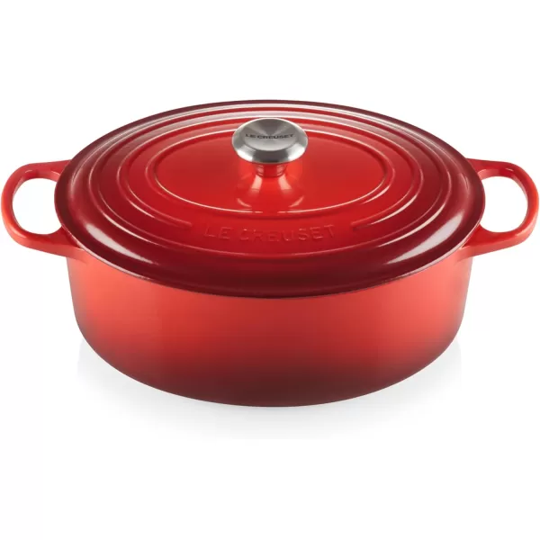 imageLe Creuset Enameled Cast Iron Signature Oval Dutch Oven 675 qt Sea SaltCerise