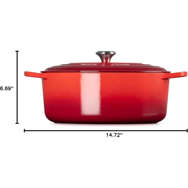imageLe Creuset Enameled Cast Iron Signature Oval Dutch Oven 675 qt Sea SaltCerise