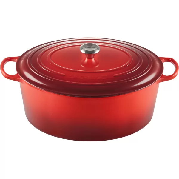 imageLe Creuset Enameled Cast Iron Signature Oval Dutch Oven 675 qt Sea SaltCerise