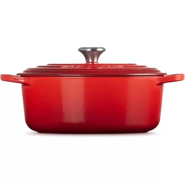 imageLe Creuset Enameled Cast Iron Signature Oval Dutch Oven 675 qt Sea SaltCerise