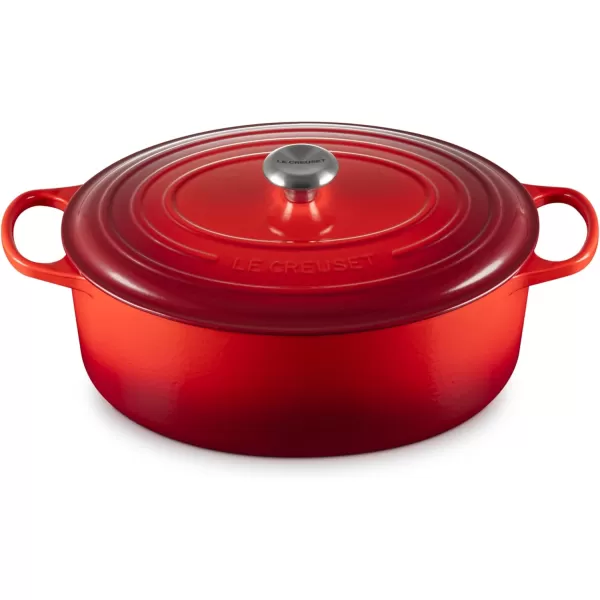 imageLe Creuset Enameled Cast Iron Signature Oval Dutch Oven 675 qt Sea SaltCerise