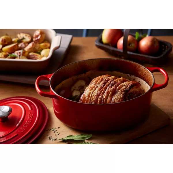 imageLe Creuset Enameled Cast Iron Signature Oval Dutch Oven 675 qt Sea SaltCerise