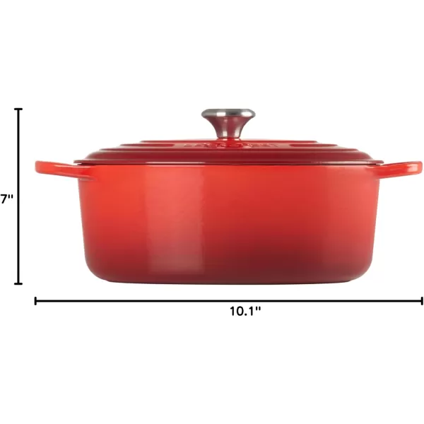imageLe Creuset Enameled Cast Iron Signature Oval Dutch Oven 675 qt Sea SaltCerise