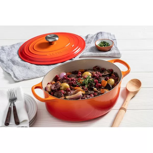 imageLe Creuset Enameled Cast Iron Signature Oval Dutch Oven 675 qt Sea SaltFlame