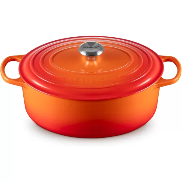 imageLe Creuset Enameled Cast Iron Signature Oval Dutch Oven 675 qt Sea SaltFlame