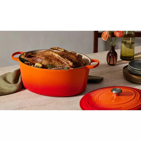 imageLe Creuset Enameled Cast Iron Signature Oval Dutch Oven 675 qt Sea SaltFlame