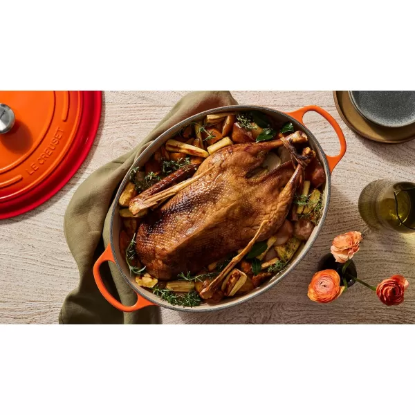 imageLe Creuset Enameled Cast Iron Signature Oval Dutch Oven 675 qt Sea SaltFlame