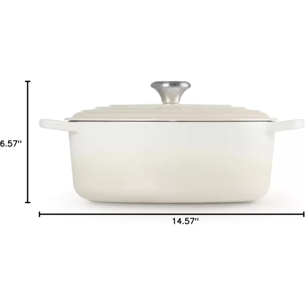 imageLe Creuset Enameled Cast Iron Signature Oval Dutch Oven 675 qt Sea SaltMeringue