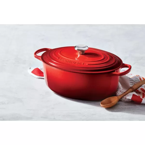imageLe Creuset Enameled Cast Iron Signature Oval Dutch Oven 675 qt Sea SaltMeringue
