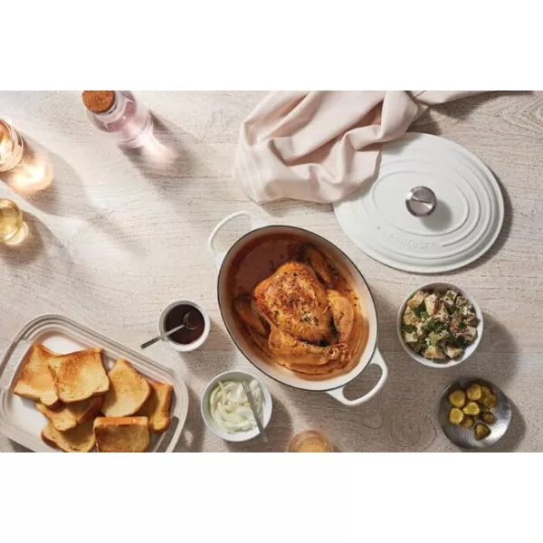 imageLe Creuset Enameled Cast Iron Signature Oval Dutch Oven 675 qt Sea SaltMeringue