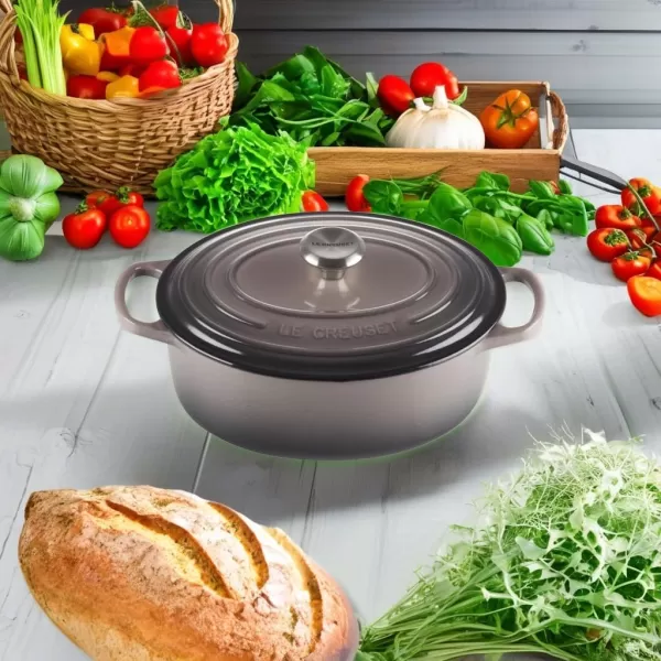 imageLe Creuset Enameled Cast Iron Signature Oval Dutch Oven 675 qt Sea SaltOyster