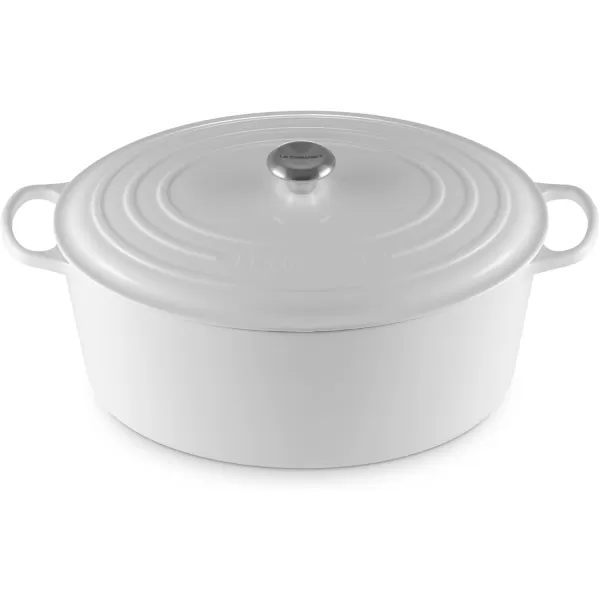 imageLe Creuset Enameled Cast Iron Signature Oval Dutch Oven 675 qt Sea SaltWhite