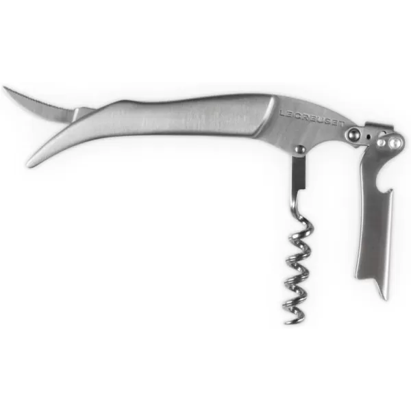 imageLe Creuset Black Walnut OneStep Waiters Friend Corkscrew Wine OpenerStainless Steel