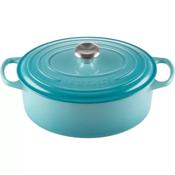 imageLe Creuset Enameled Cast Iron Signature Oval Dutch Oven 675 qt Sea SaltCaribbean
