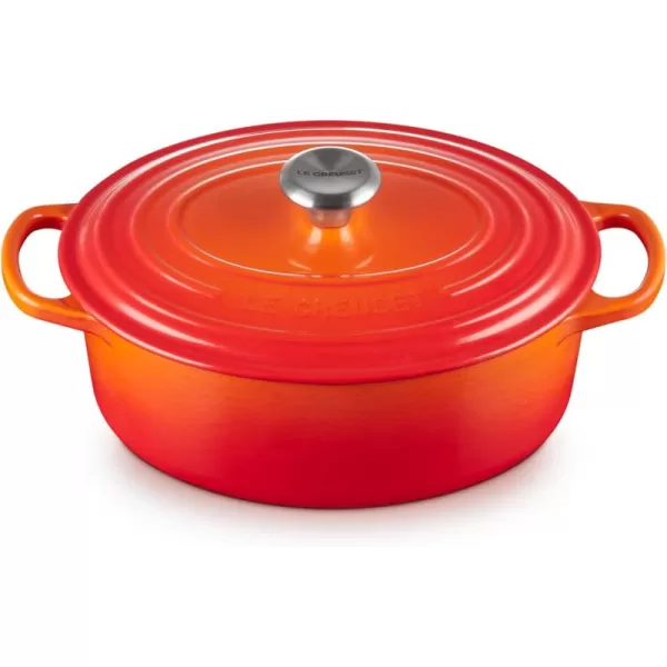 imageLe Creuset Enameled Cast Iron Signature Oval Dutch Oven 675 qt Sea SaltFlame