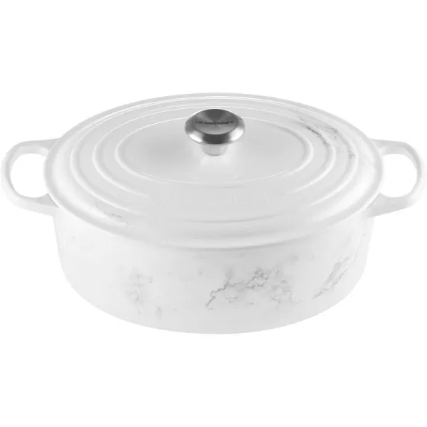 imageLe Creuset Enameled Cast Iron Signature Oval Dutch Oven 675 qt Sea SaltMarble