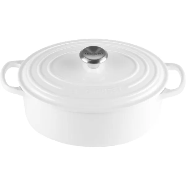 imageLe Creuset Enameled Cast Iron Signature Oval Dutch Oven 675 qt Sea SaltWhite