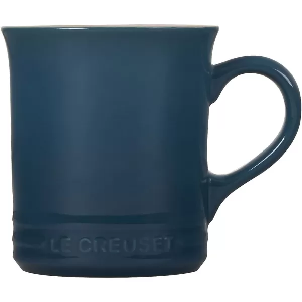 imageLe Creuset Enamel On Steel Demi Kettle ampamp Stoneware Set of 2 Mugs 125 qt Kettle ampamp 2 14 oz Mugs WhiteDeep Teal
