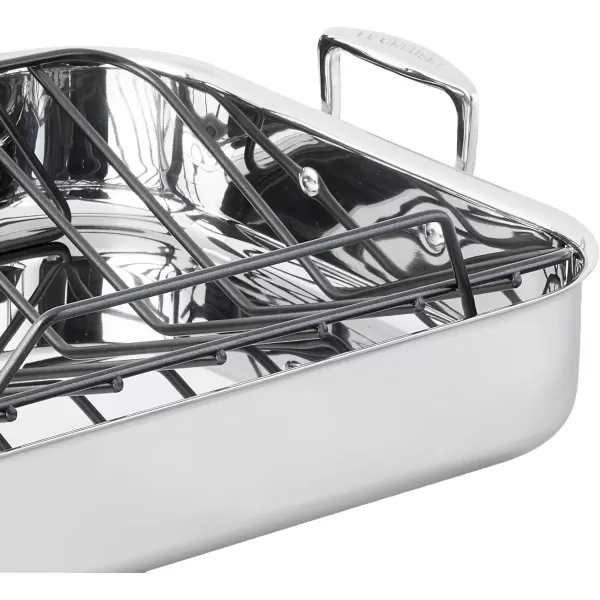 imageLe Creuset Stainless Steel Roasting Pan with Nonstick Rack 14quot x 10quotLarge