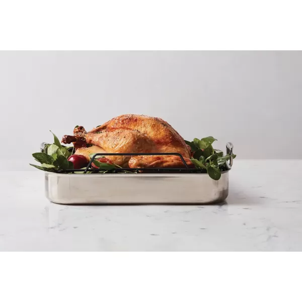 imageLe Creuset Stainless Steel Roasting Pan with Nonstick Rack 14quot x 10quotLarge