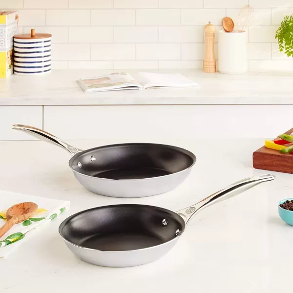 imageLe Creuset TriPly Stainless Steel 2 pc Nonstick Fry Pan Set 8quot Fry Pan ampamp 10quot Fry PanNonstick