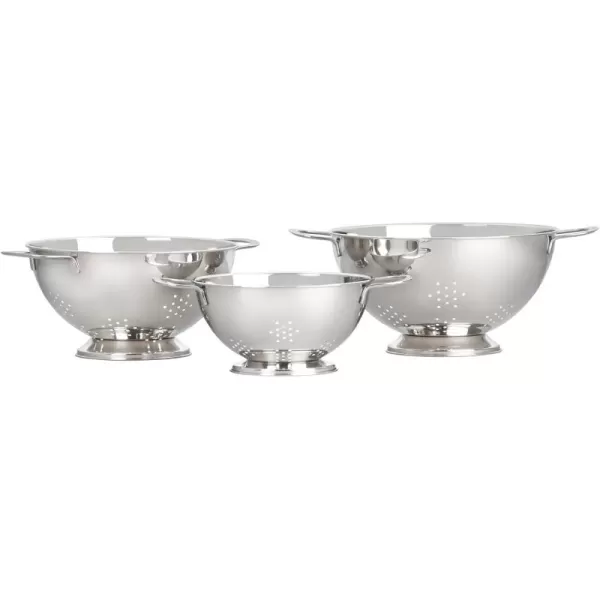 imageLe Creuset Set of 3 Nested Mixing Bowls wNonslip Silicone Base ampamp Plastic Air Tight Lids Large Stainless SteelColanders