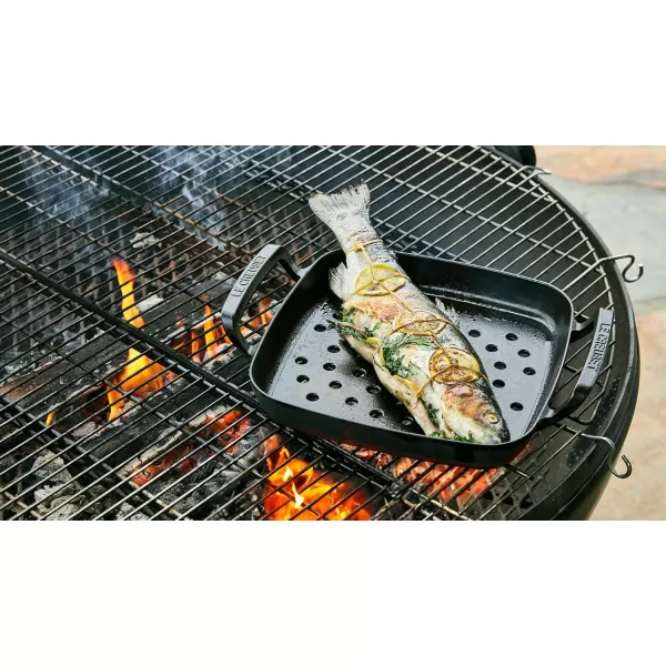 imageLe Creuset Alpine Outdoor Collection Enameled Cast Iron Skillet 10quotGrill Basket