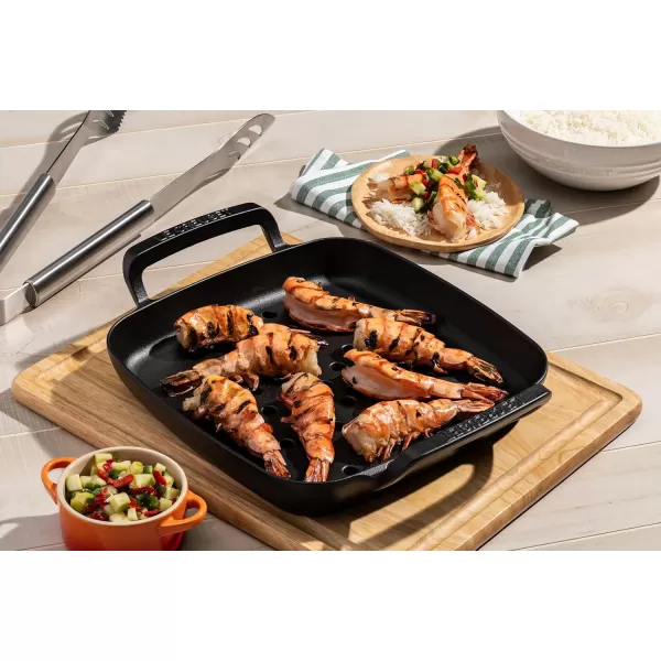 imageLe Creuset Alpine Outdoor Collection Enameled Cast Iron Skillet 10quotGrill Basket