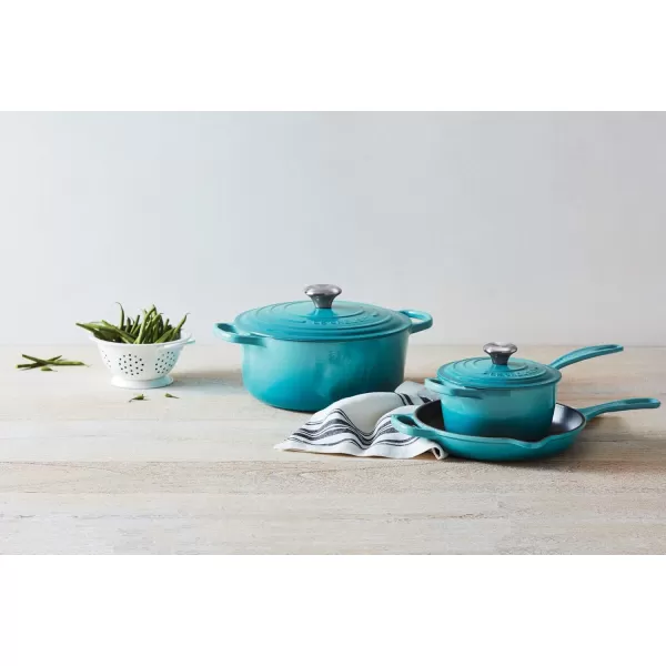 imageLe Creuset Enameled Cast Iron Signature Cookware Set 5 pc  WhiteCaribbean