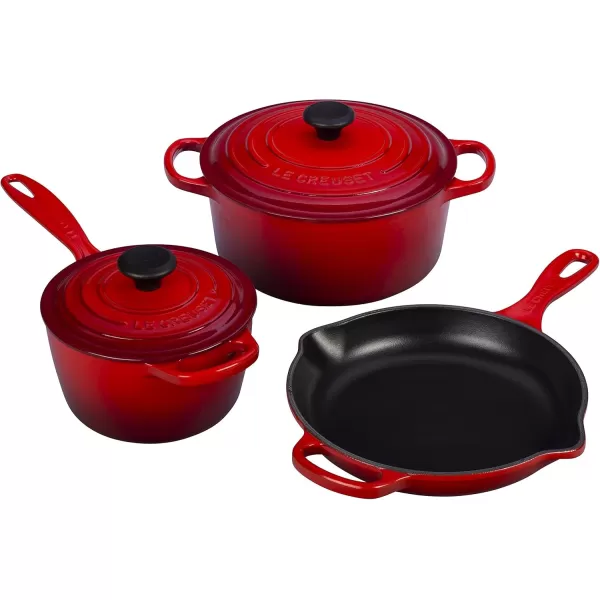 imageLe Creuset Enameled Cast Iron Signature Cookware Set 5 pc  WhiteCerise