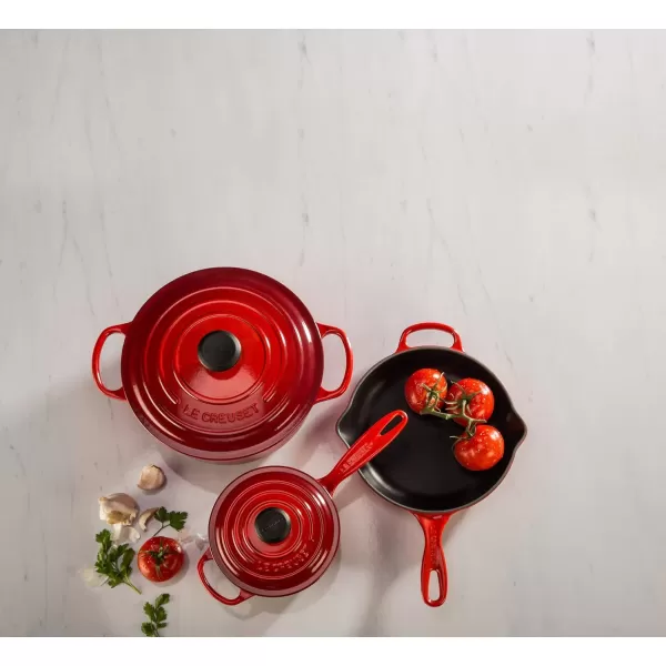 imageLe Creuset Enameled Cast Iron Signature Cookware Set 5 pc  WhiteCerise