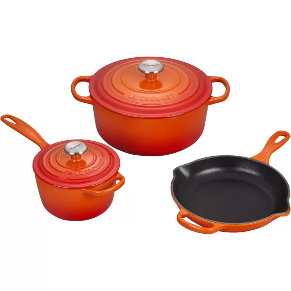 imageLe Creuset Enameled Cast Iron Signature Cookware Set 5 pc  WhiteFlame