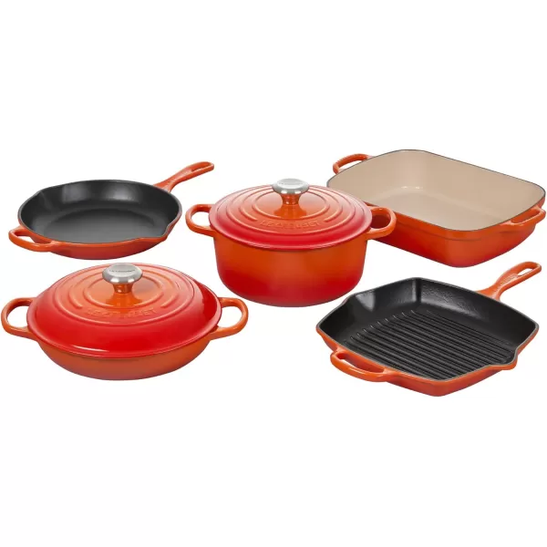 imageLe Creuset Enameled Cast Iron Signature Cookware Set 5 pc  WhiteFlame