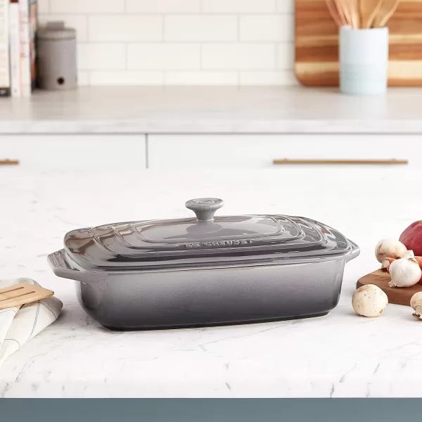 imageLe Creuset Stoneware Covered Rectangular Casserole 35 qt 125quot x 85quot Oyster