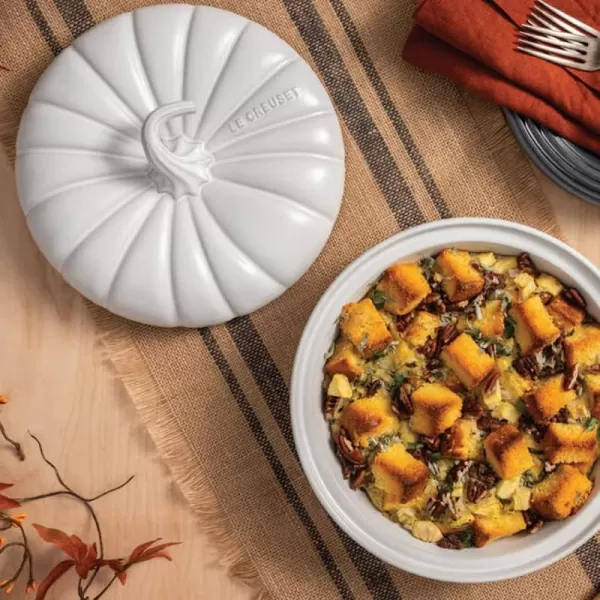 imageLe Creuset Stoneware Figural Pumpkin Baker with Lid 9quot MeringueMeringue