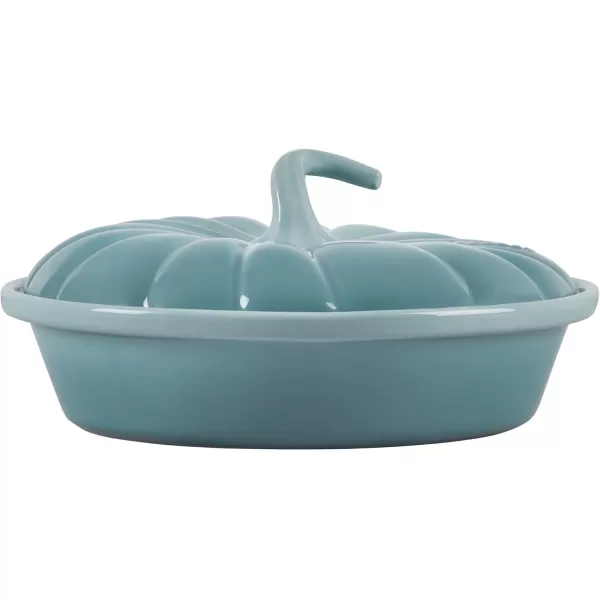imageLe Creuset Stoneware Figural Pumpkin Baker with Lid 9quot MeringueSea Salt