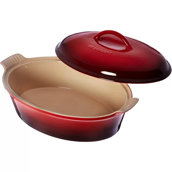 imageLe Creuset Stoneware Heritage Covered Oval Casserole 4 qt 14quot MarseilleCherry