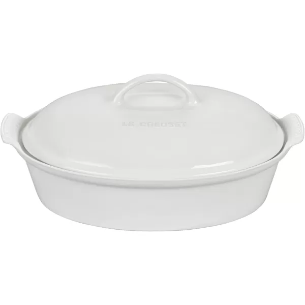 imageLe Creuset Stoneware Heritage Covered Oval Casserole 4 qt 14quot MarseilleWhite