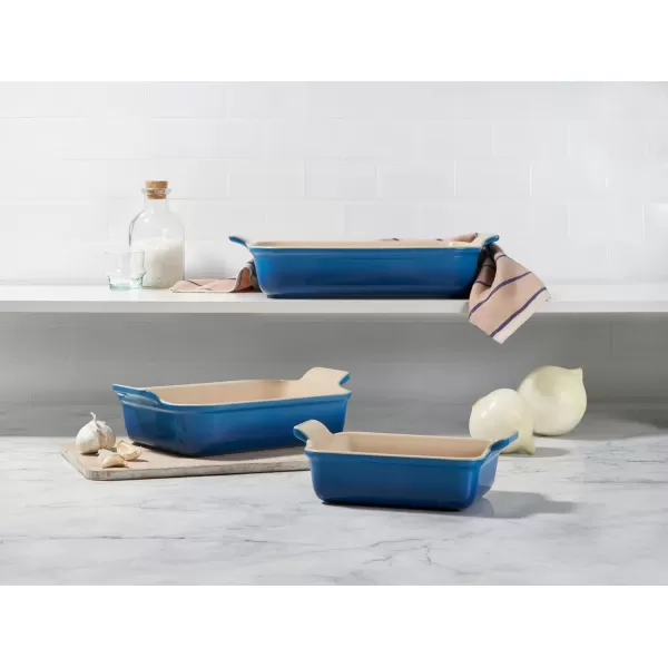 imageLe Creuset Stoneware Heritage Set 3 Rectangular Dishes Sea SaltArtichaut