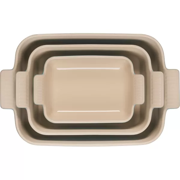 imageLe Creuset Stoneware Heritage Set 3 Rectangular Dishes Sea SaltCaribbean