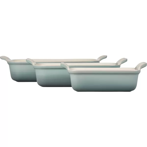 imageLe Creuset Stoneware Heritage Set 3 Rectangular Dishes Sea SaltSea Salt