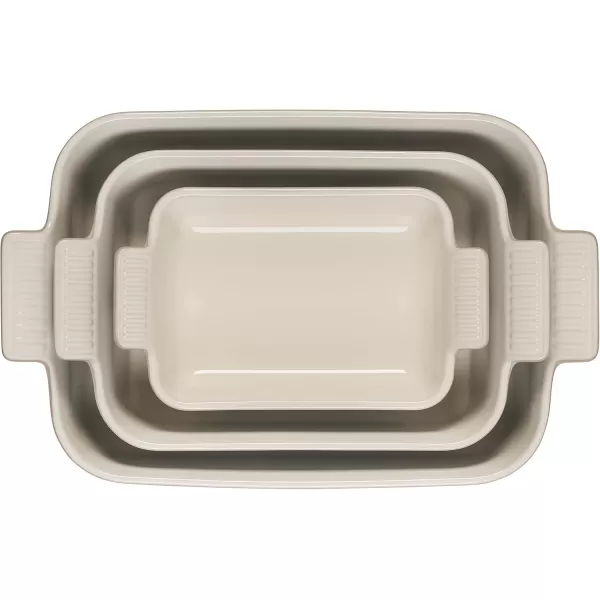 imageLe Creuset Stoneware Heritage Set 3 Rectangular Dishes Sea SaltSea Salt