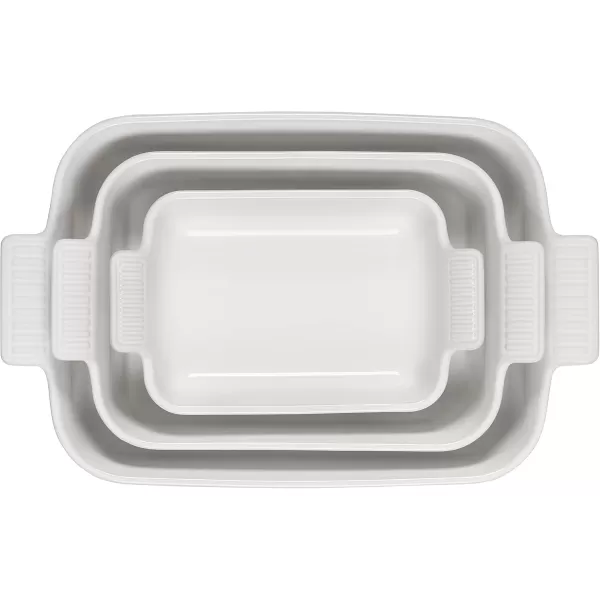 imageLe Creuset Stoneware Heritage Set 3 Rectangular Dishes Sea SaltWhite