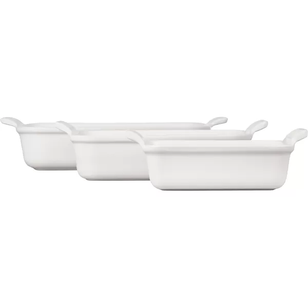 imageLe Creuset Stoneware Heritage Set 3 Rectangular Dishes Sea SaltWhite